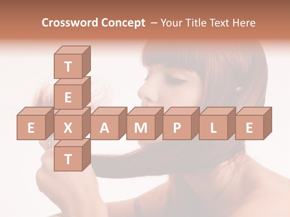 Young Girl Holding Her Hair Tips PowerPoint Template