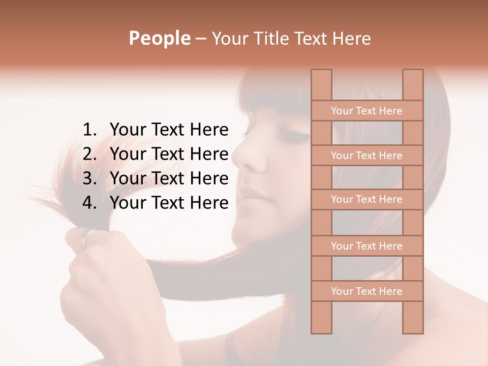 Young Girl Holding Her Hair Tips PowerPoint Template