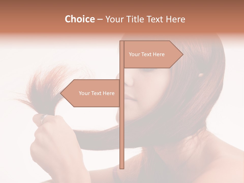 Young Girl Holding Her Hair Tips PowerPoint Template