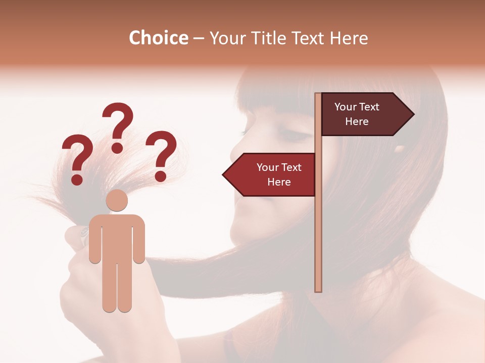 Young Girl Holding Her Hair Tips PowerPoint Template