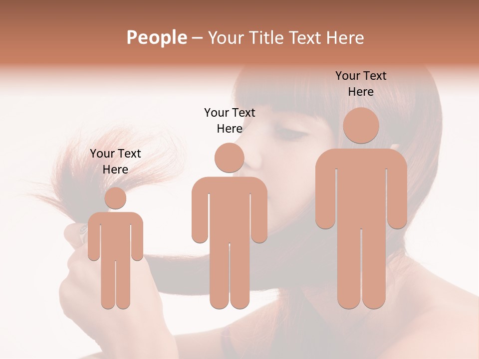 Young Girl Holding Her Hair Tips PowerPoint Template