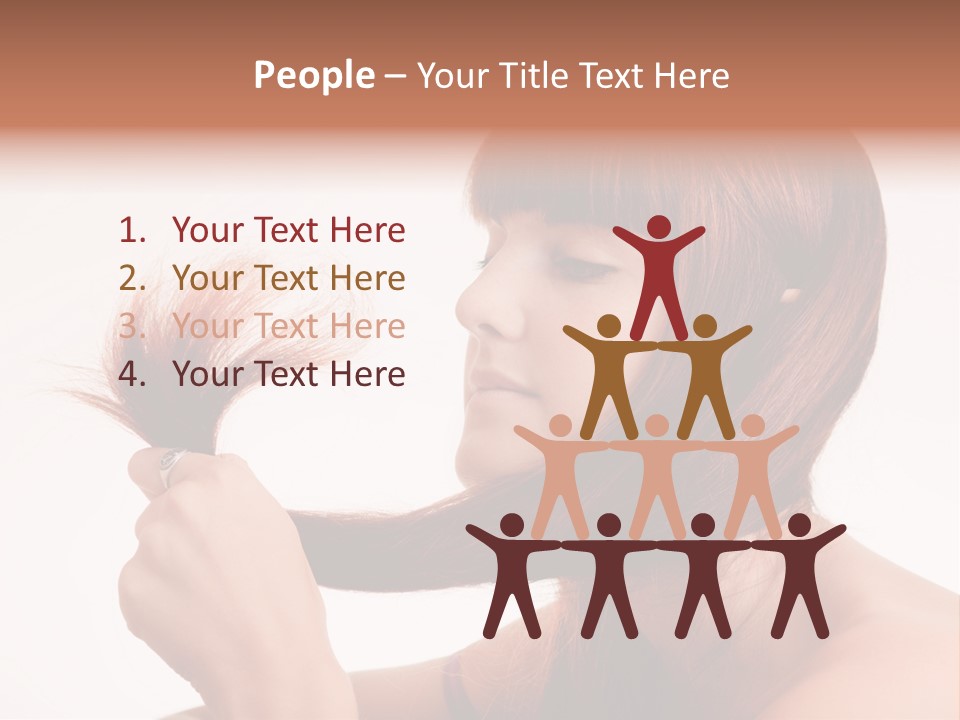Young Girl Holding Her Hair Tips PowerPoint Template