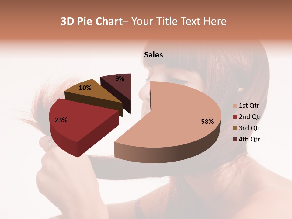 Young Girl Holding Her Hair Tips PowerPoint Template