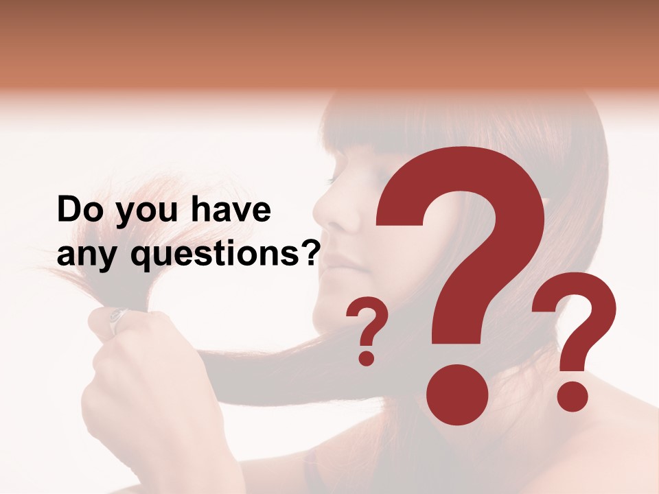 Young Girl Holding Her Hair Tips PowerPoint Template