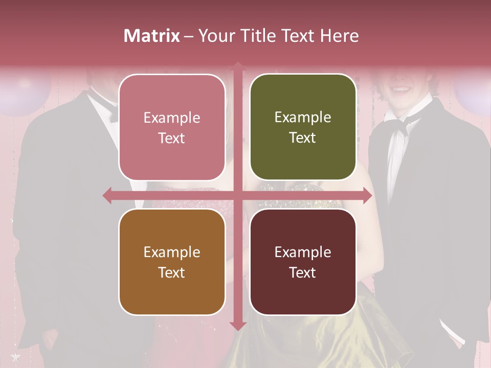 Two Young Couples Dressed For Party PowerPoint Template