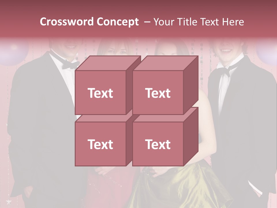 Two Young Couples Dressed For Party PowerPoint Template