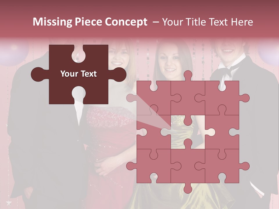 Two Young Couples Dressed For Party PowerPoint Template