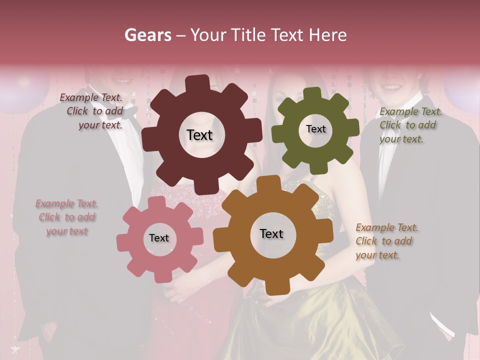 Two Young Couples Dressed For Party PowerPoint Template