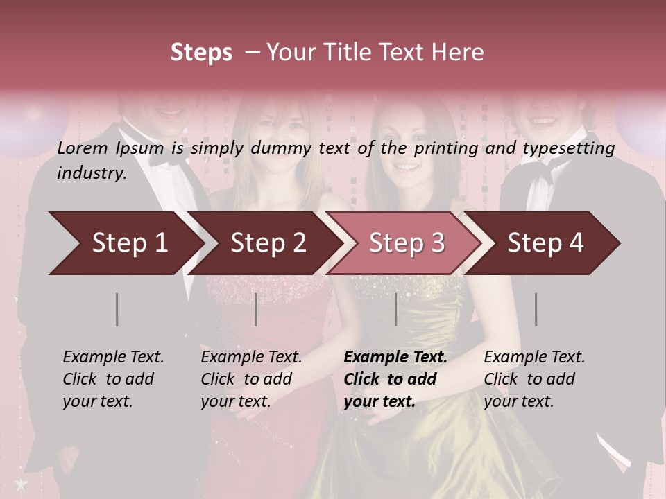 Two Young Couples Dressed For Party PowerPoint Template