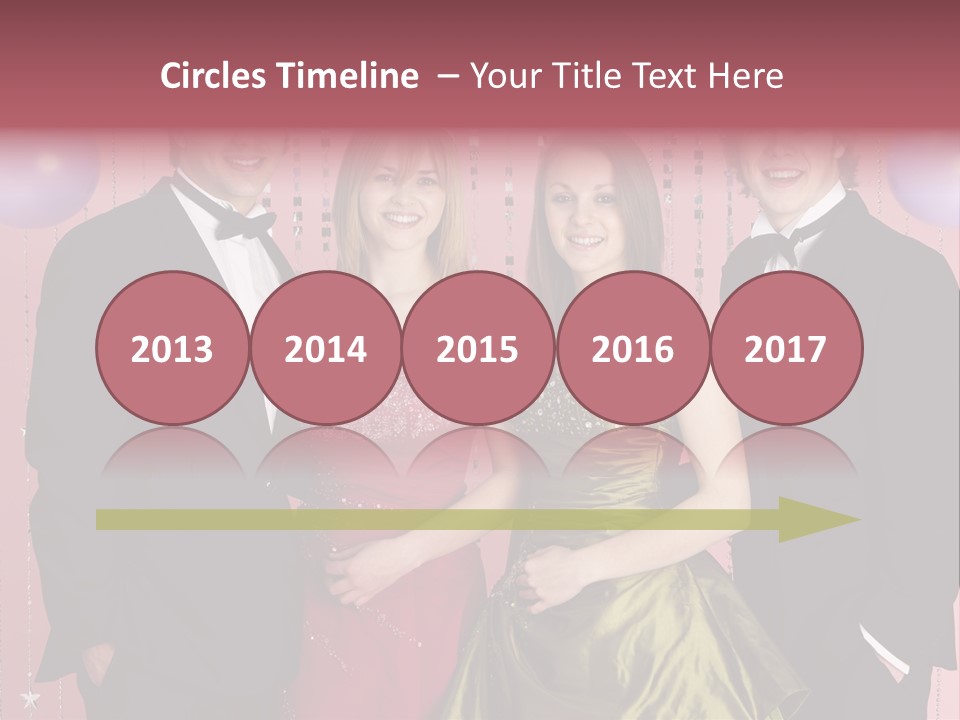 Two Young Couples Dressed For Party PowerPoint Template