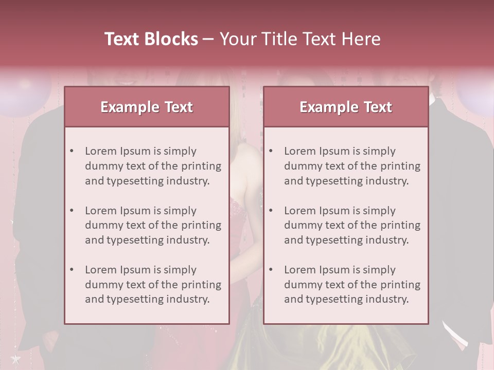 Two Young Couples Dressed For Party PowerPoint Template