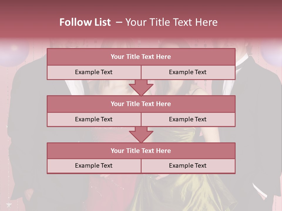 Two Young Couples Dressed For Party PowerPoint Template