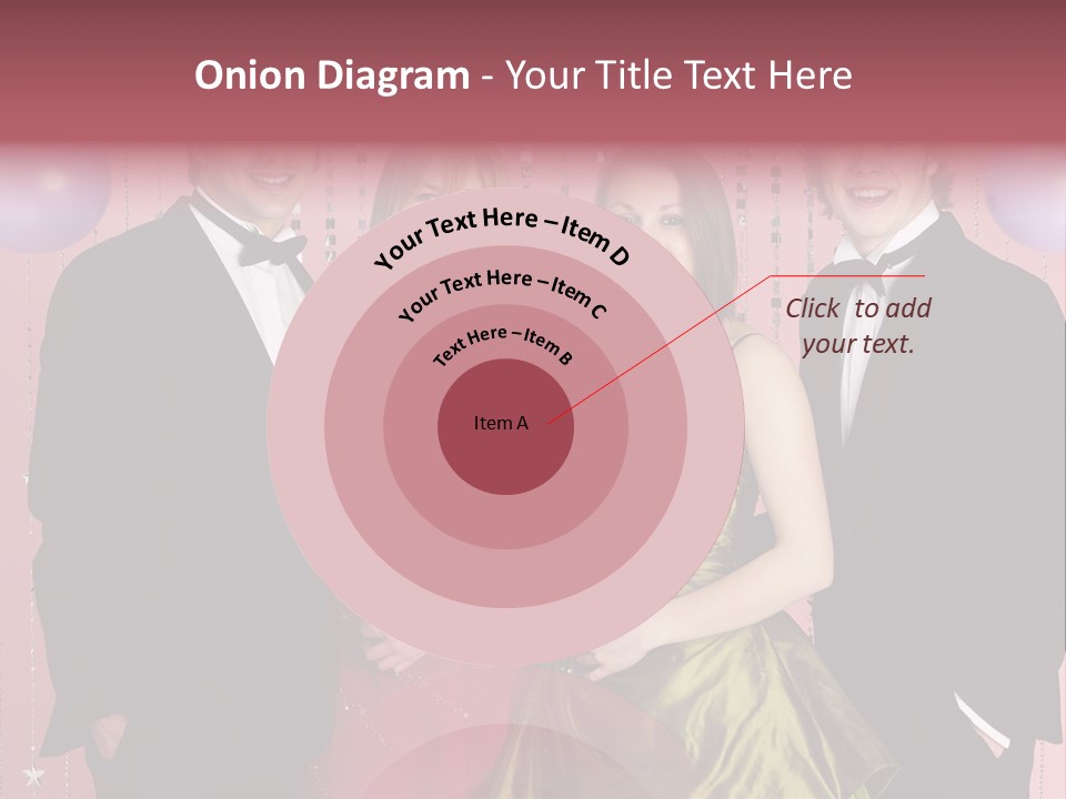 Two Young Couples Dressed For Party PowerPoint Template