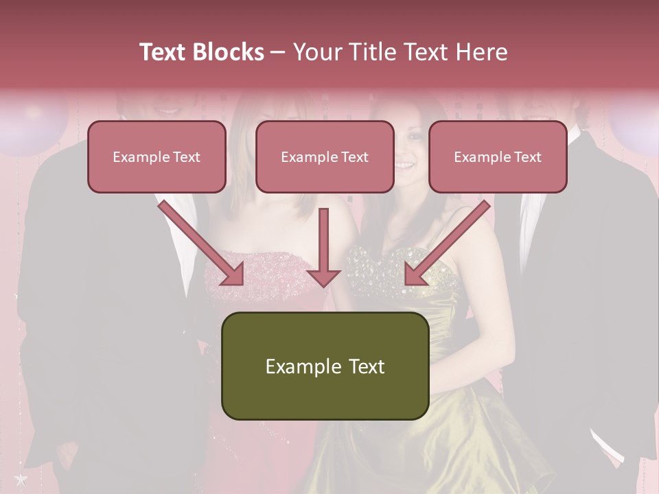 Two Young Couples Dressed For Party PowerPoint Template