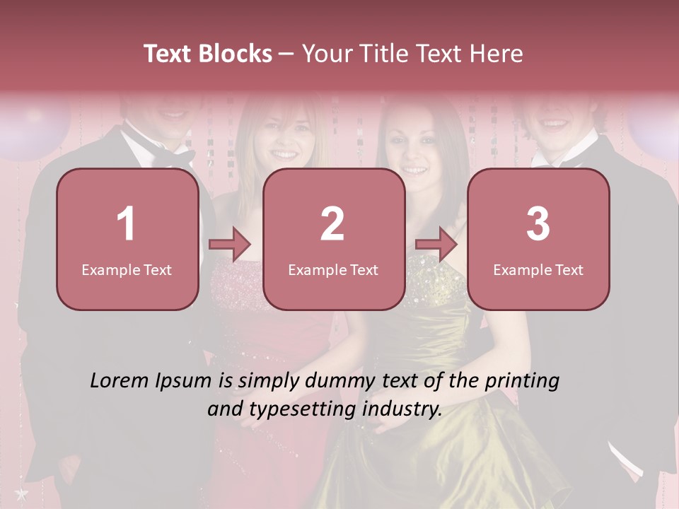 Two Young Couples Dressed For Party PowerPoint Template