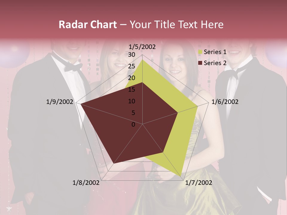 Two Young Couples Dressed For Party PowerPoint Template