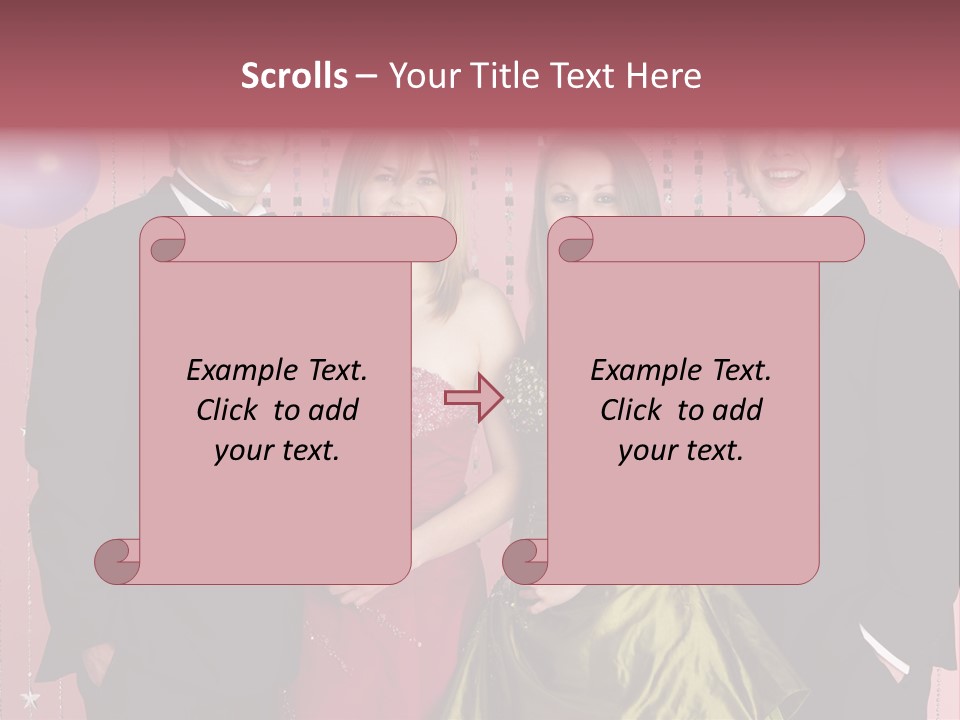 Two Young Couples Dressed For Party PowerPoint Template