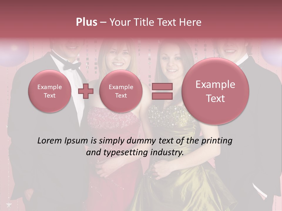 Two Young Couples Dressed For Party PowerPoint Template