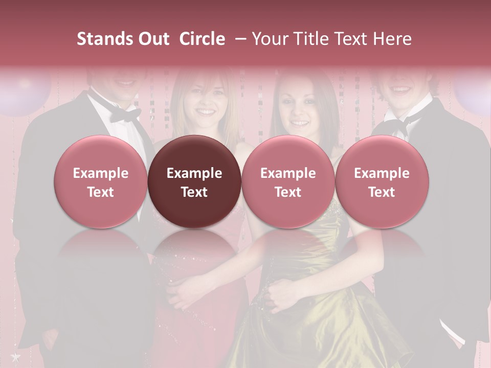 Two Young Couples Dressed For Party PowerPoint Template