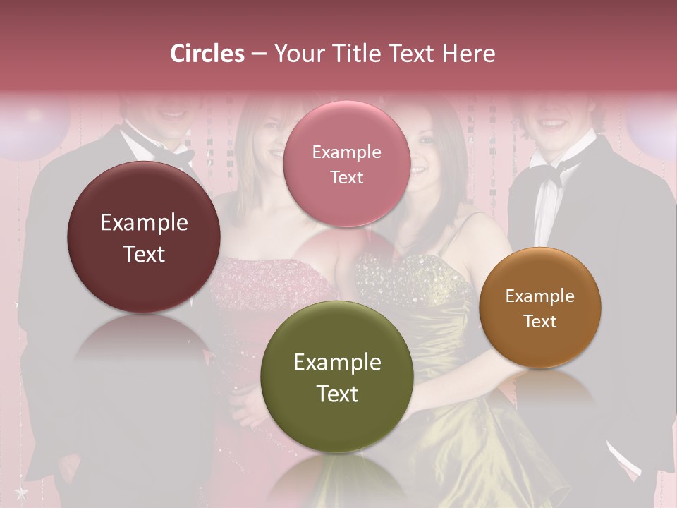 Two Young Couples Dressed For Party PowerPoint Template