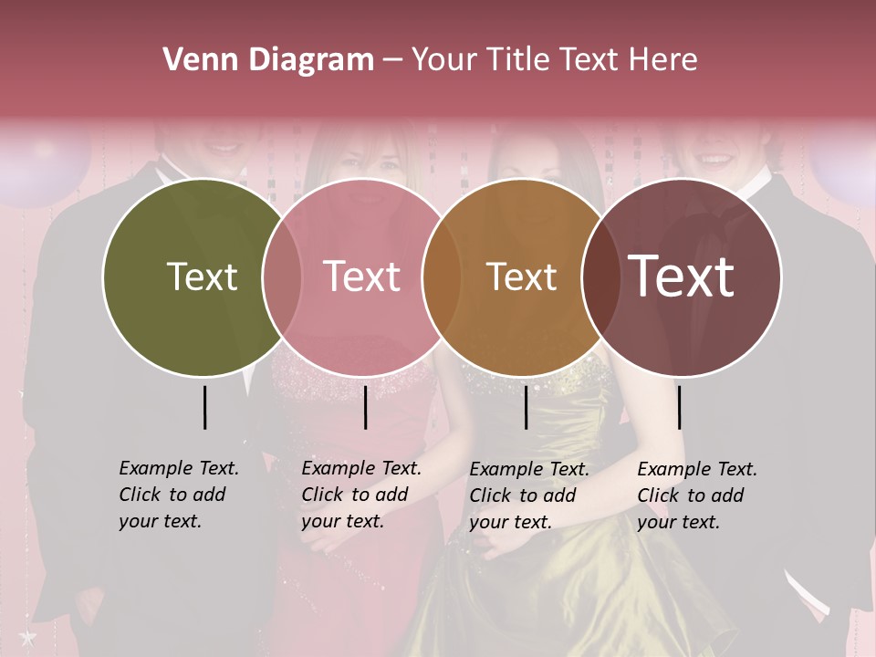 Two Young Couples Dressed For Party PowerPoint Template