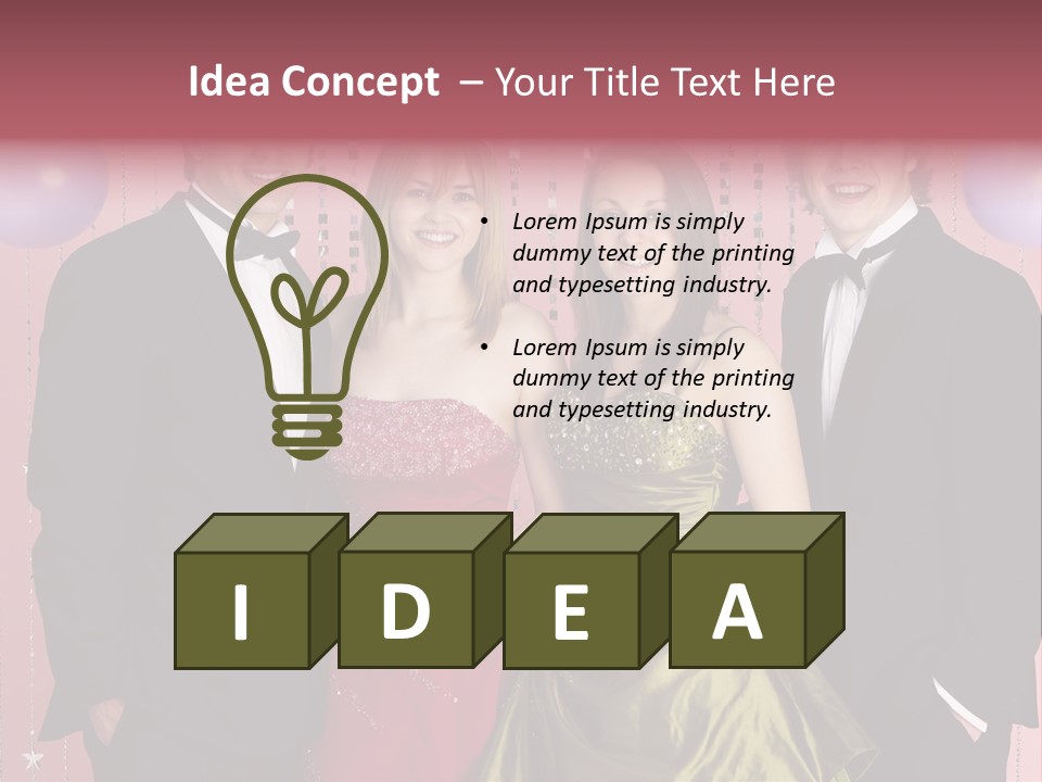 Two Young Couples Dressed For Party PowerPoint Template