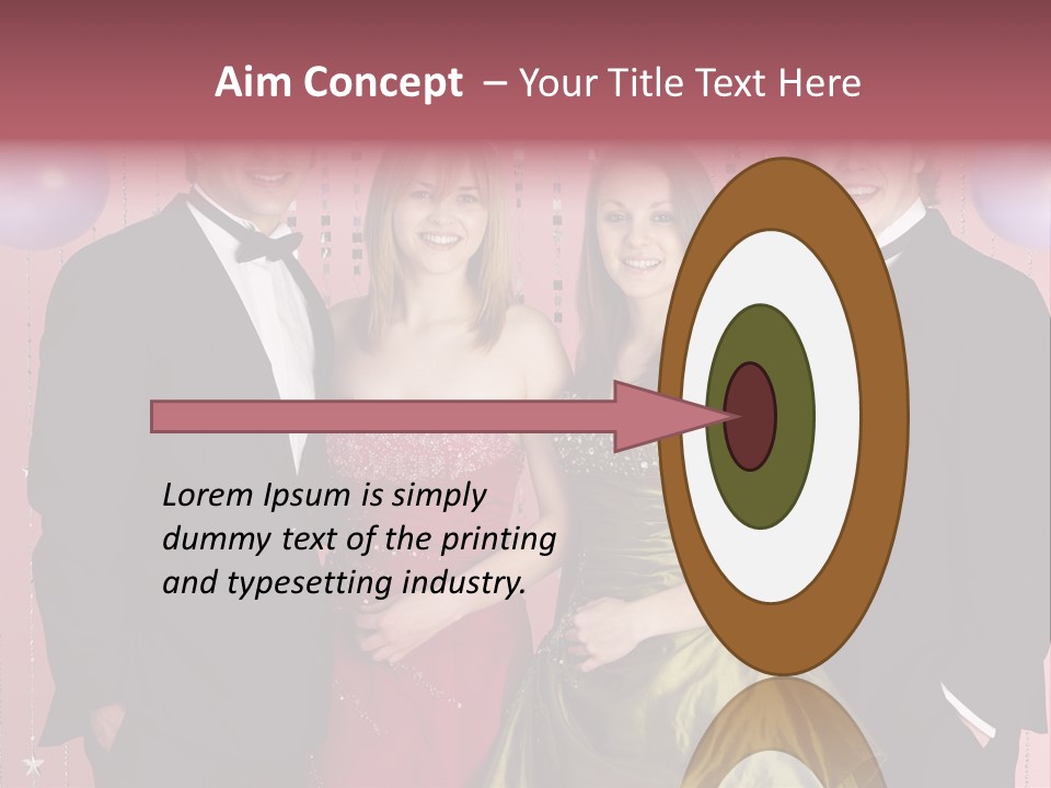 Two Young Couples Dressed For Party PowerPoint Template