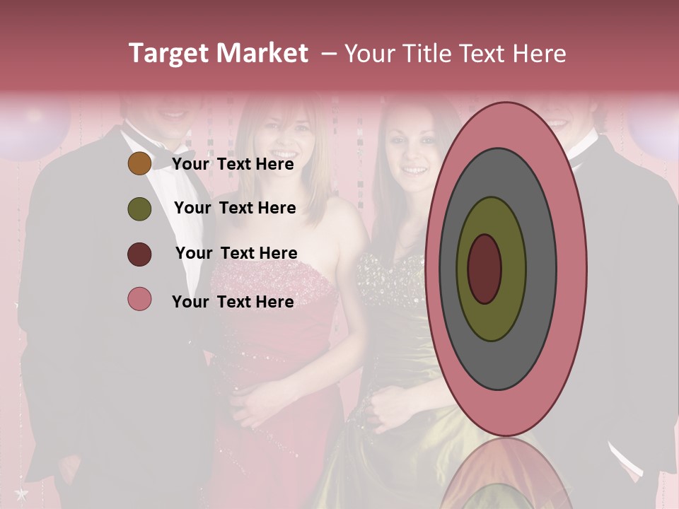 Two Young Couples Dressed For Party PowerPoint Template