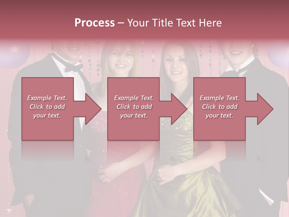 Two Young Couples Dressed For Party PowerPoint Template