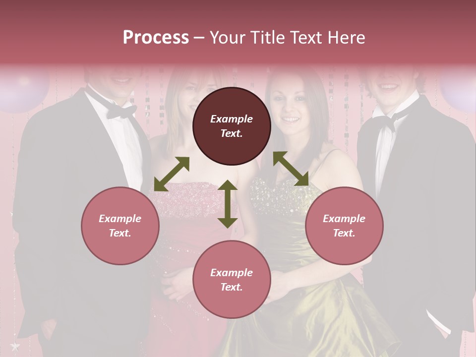 Two Young Couples Dressed For Party PowerPoint Template