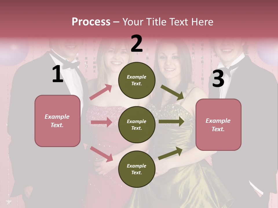 Two Young Couples Dressed For Party PowerPoint Template