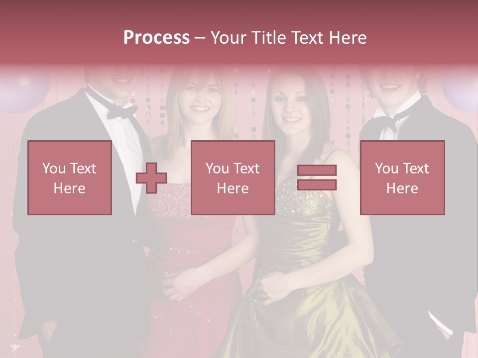 Two Young Couples Dressed For Party PowerPoint Template