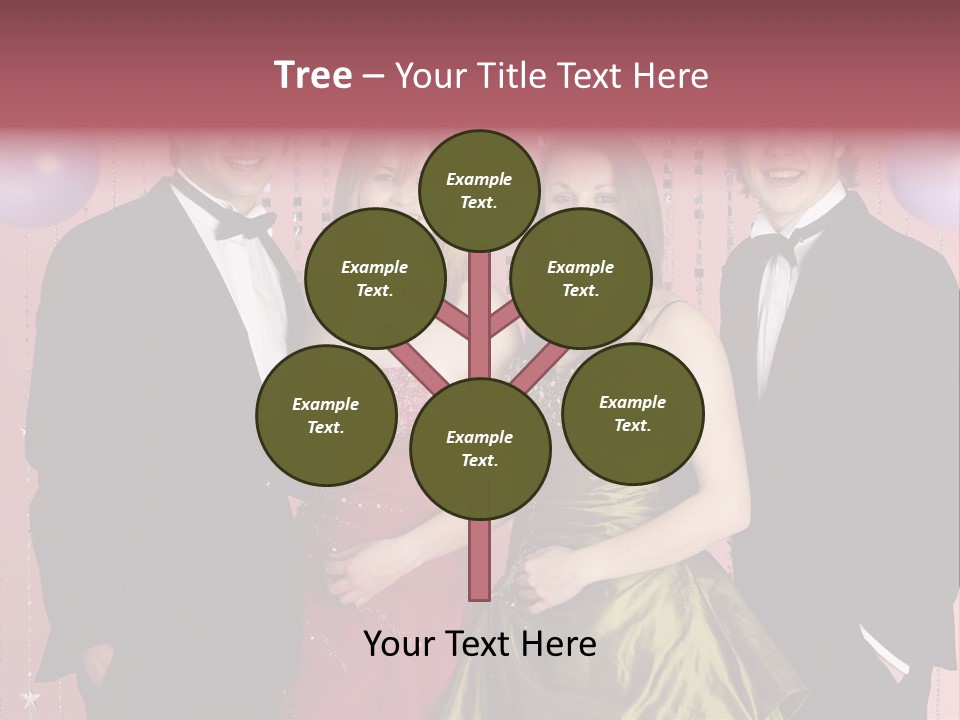 Two Young Couples Dressed For Party PowerPoint Template