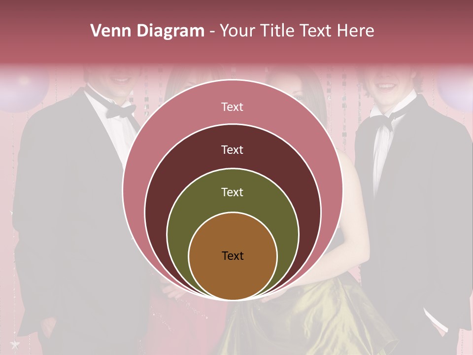 Two Young Couples Dressed For Party PowerPoint Template