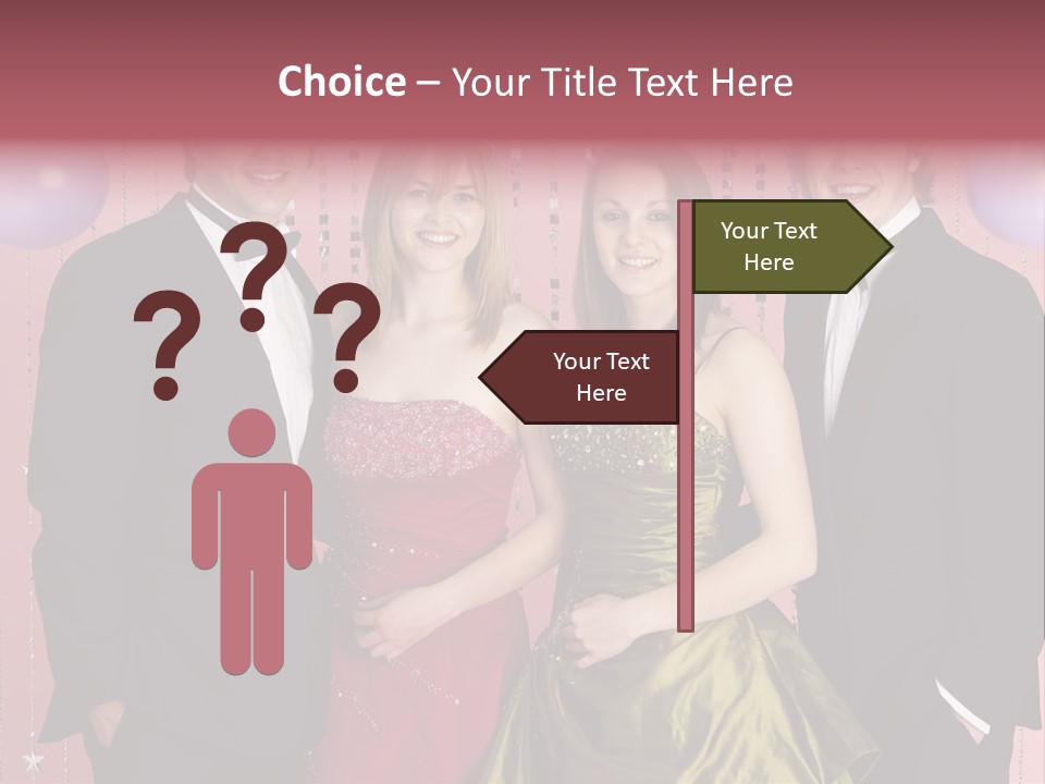 Two Young Couples Dressed For Party PowerPoint Template