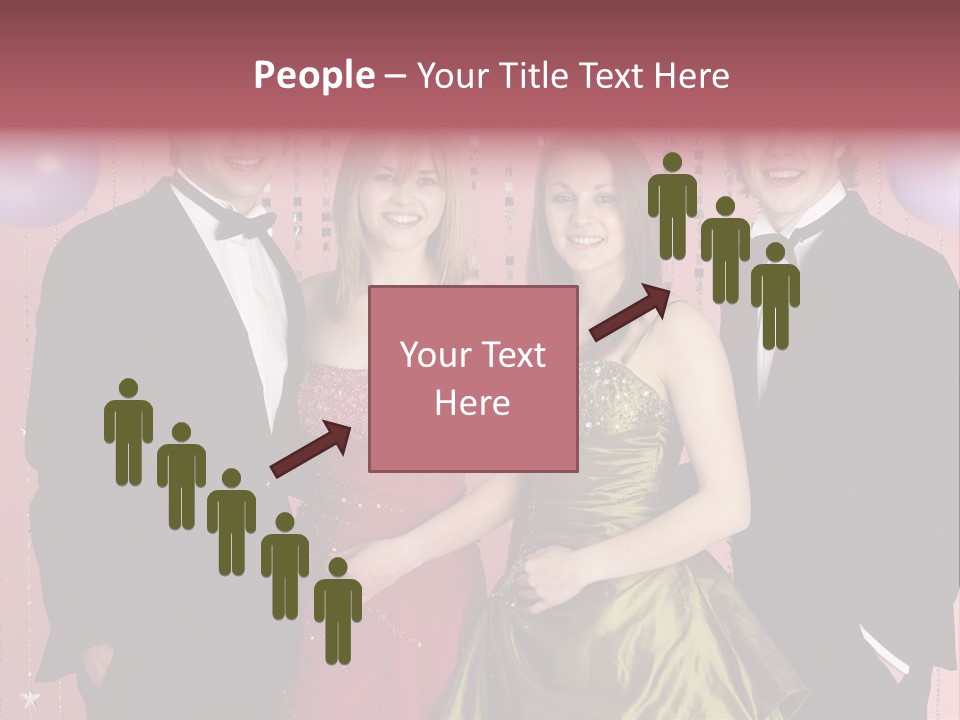 Two Young Couples Dressed For Party PowerPoint Template