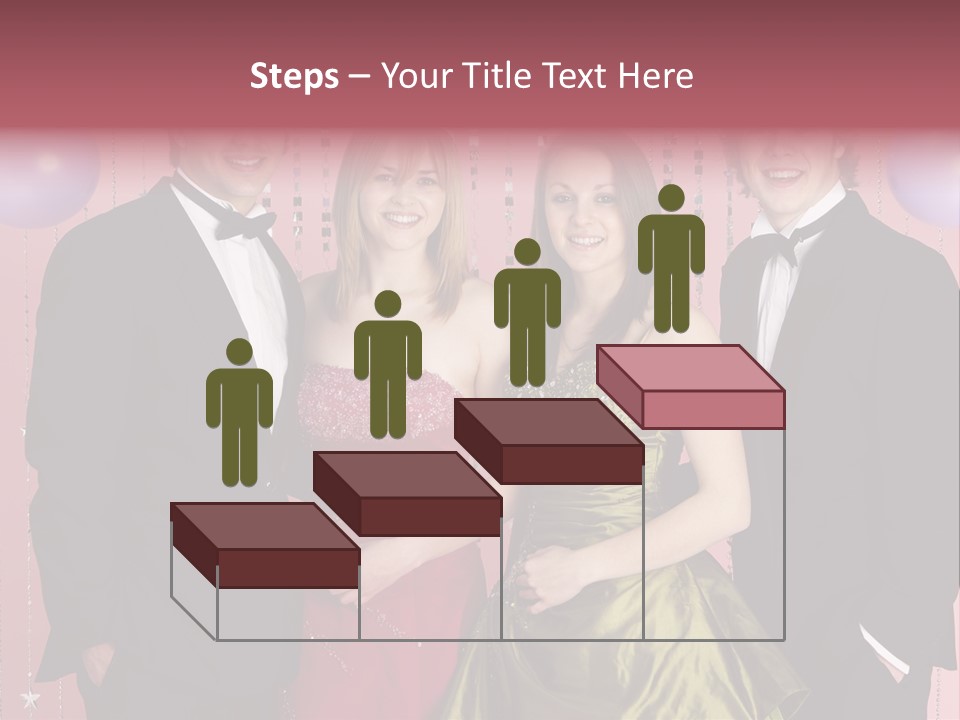 Two Young Couples Dressed For Party PowerPoint Template