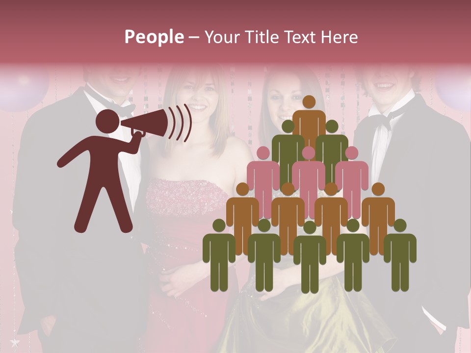 Two Young Couples Dressed For Party PowerPoint Template