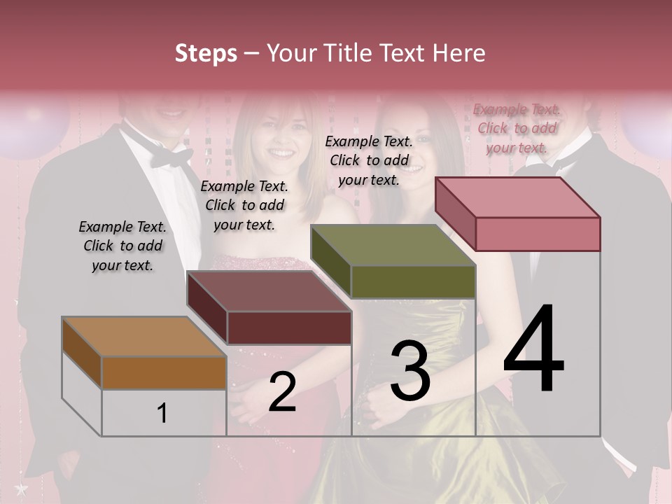 Two Young Couples Dressed For Party PowerPoint Template