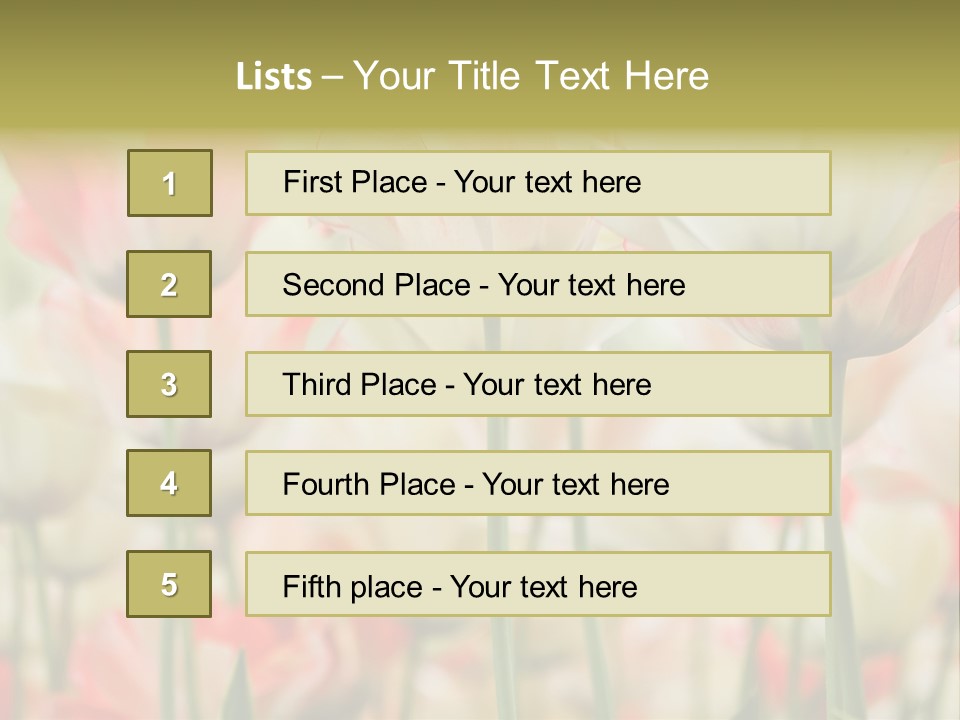 Close-Up Color Tulips - Selective Focus PowerPoint Template