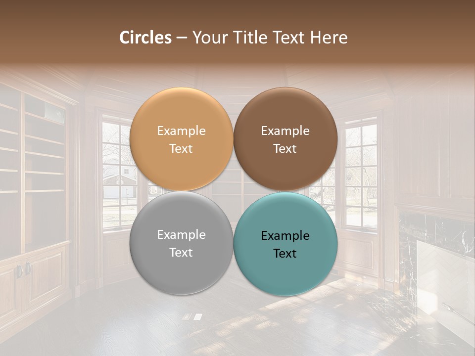 Library With Wood Paneled Walls And Fireplace PowerPoint Template