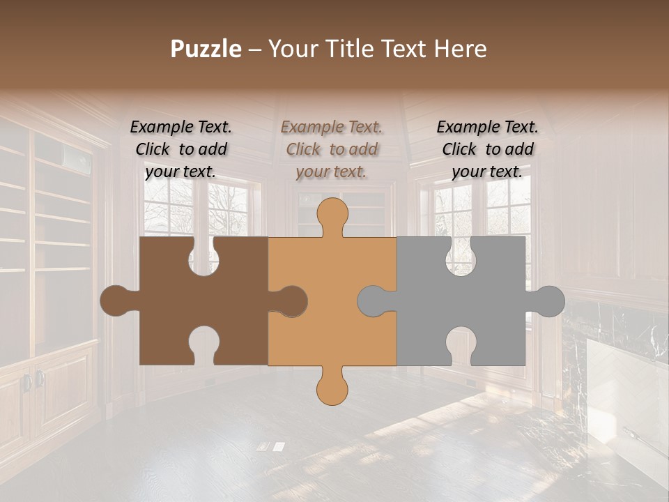 Library With Wood Paneled Walls And Fireplace PowerPoint Template