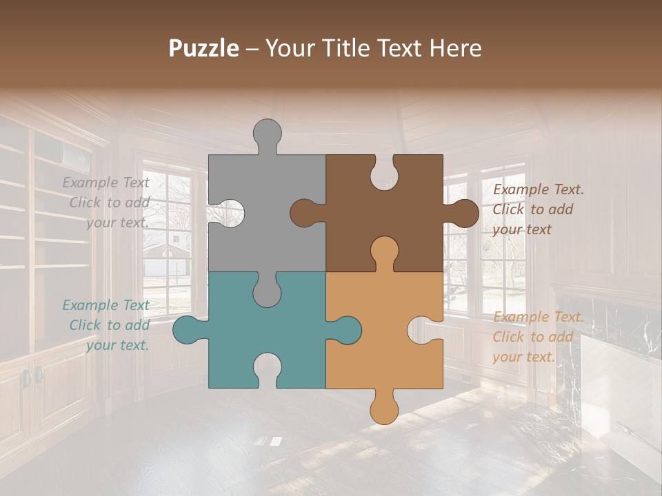 Library With Wood Paneled Walls And Fireplace PowerPoint Template