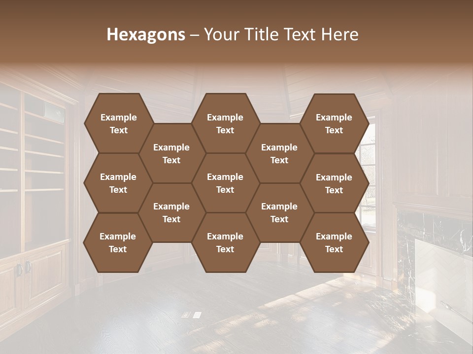 Library With Wood Paneled Walls And Fireplace PowerPoint Template