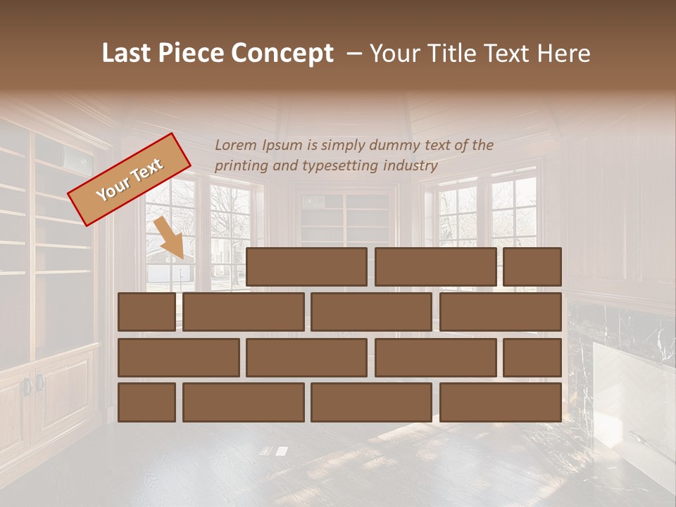 Library With Wood Paneled Walls And Fireplace PowerPoint Template