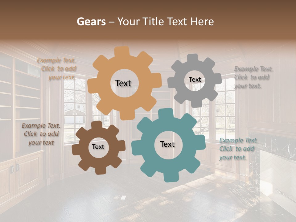 Library With Wood Paneled Walls And Fireplace PowerPoint Template