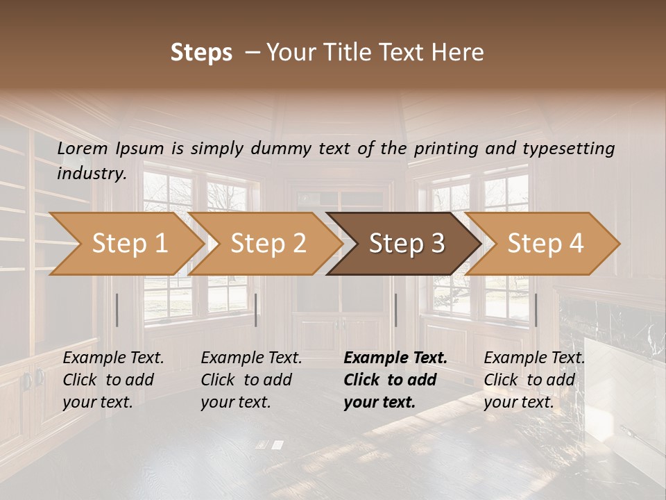 Library With Wood Paneled Walls And Fireplace PowerPoint Template