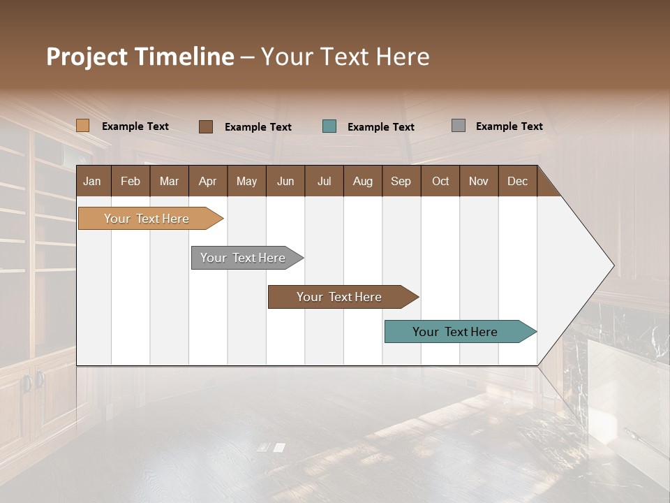 Library With Wood Paneled Walls And Fireplace PowerPoint Template