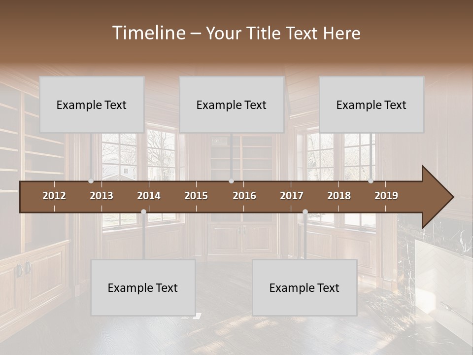 Library With Wood Paneled Walls And Fireplace PowerPoint Template