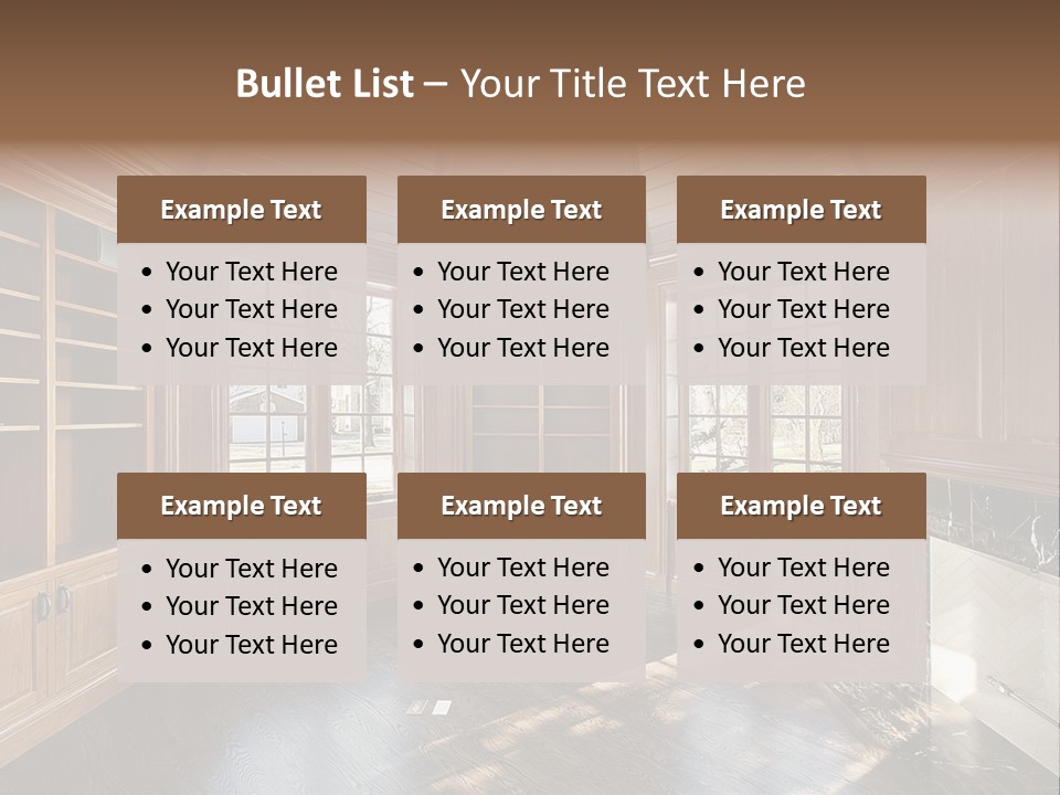 Library With Wood Paneled Walls And Fireplace PowerPoint Template